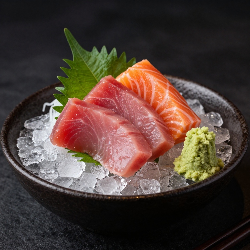 Plateau de sashimi sur glace pilée